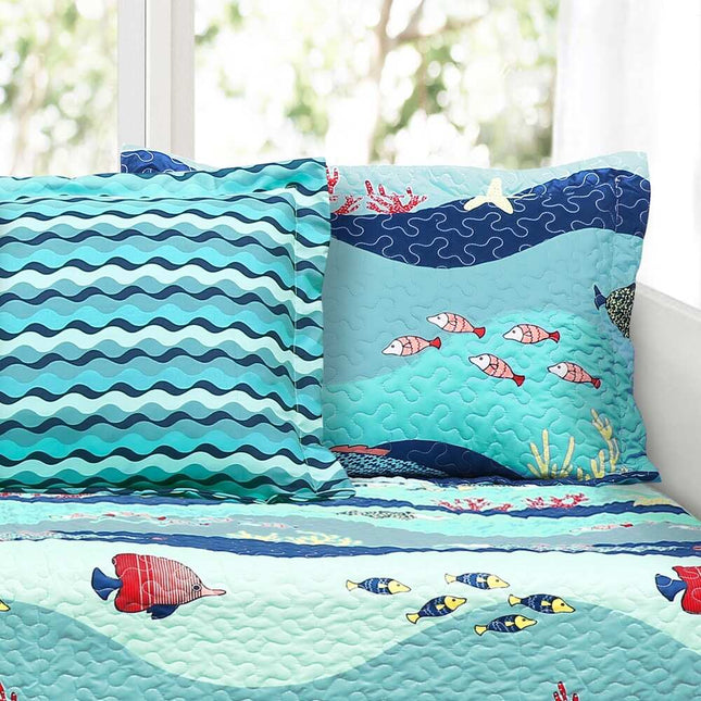 Lush Decor Sealife 6 Piece Blue Daybed Cover Set Coastal Ocean Inspired Bedding
