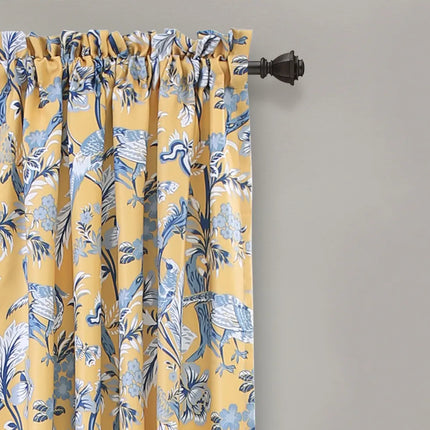 Dolores Light Filtering Curtains – Floral Bird Print, Pair of Panels