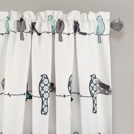 Rowley Birds Room Darkening Curtain Panel Pair 52"W x 63"L - Blue Window Curtains