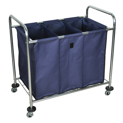 Blue Laundry Cart with Removable Navy Fabric Bag for Home Organization