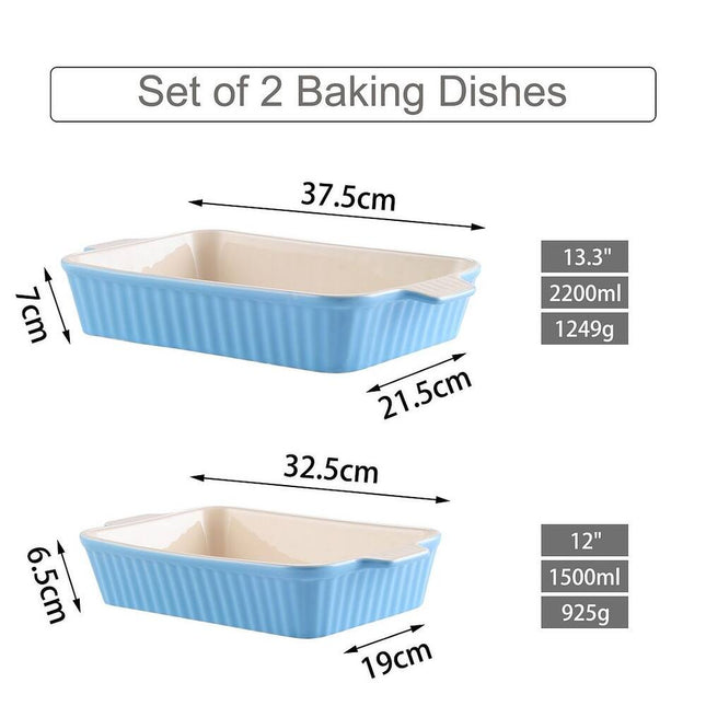 Series Bake.Bake 4-Piece Rectangle Porcelain Bakeware Set - Blue Baking Dishes