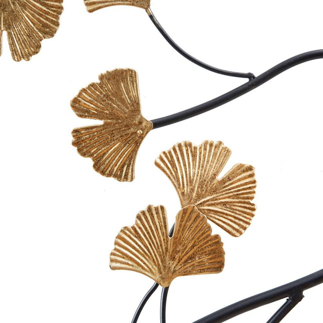 Golden Gingko Leaves 3-Piece Metal Wall Decor Set – Modern Home Accent