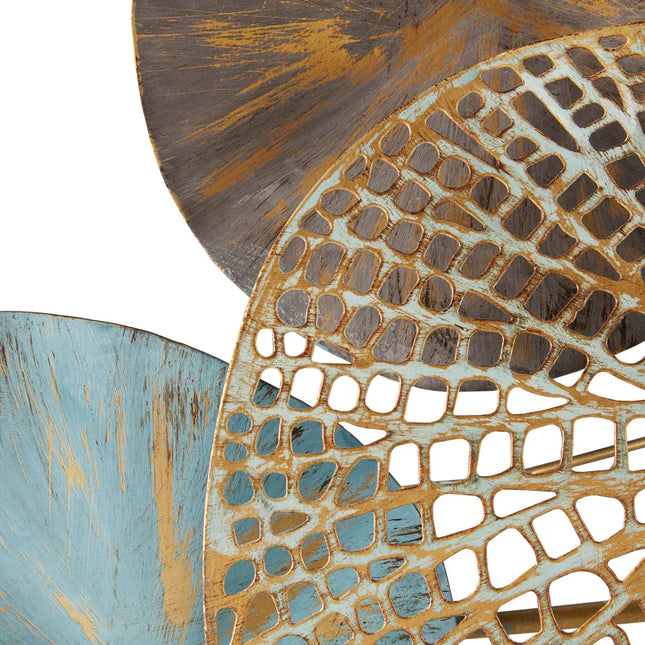 Lenzie 2-Piece Metal Wall Decor – Multi-Colored Lily Pad Leaves