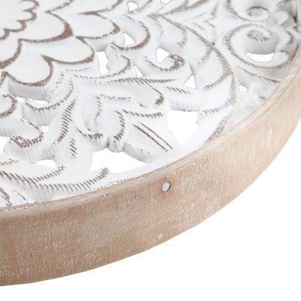 3-Piece Carved Wood Wall Decor Set White Floral Medallion Trio Design