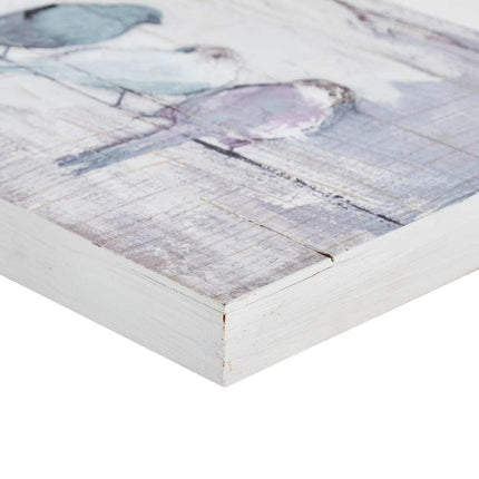Perched Birds Hand-Painted Wood Plank Wall Decor - 30" x 12" - Rustic Bird Artwork