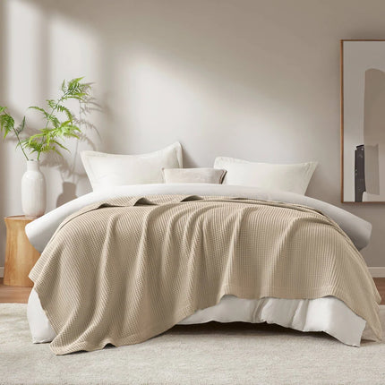 Waffle Weave Cotton Blanket – Soft & Cozy Throw for All Seasons