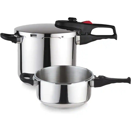 Practika Plus Stainless Steel Pressure Cooker 2-Piece Set 4.2 & 6.3 Qt