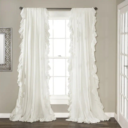 Decorative Ruffle Trim Curtain Set for Living Room and Bedroom Windows