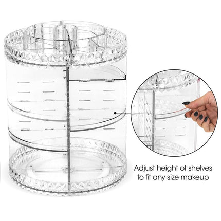 360 Degree Rotating Makeup Organizer Cosmetic Storage Box for Vanity Counter
