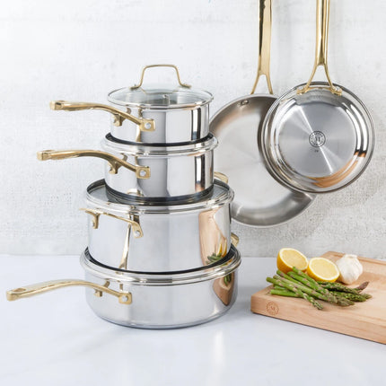 10-Piece Castelle Stainless Steel Cookware Set – Durable Pots & Pans