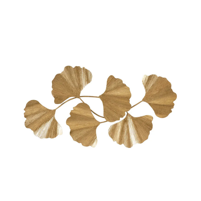Faye Gold Foil Metal Ginkgo Leaf Wall Decor Modern Home Accent Art