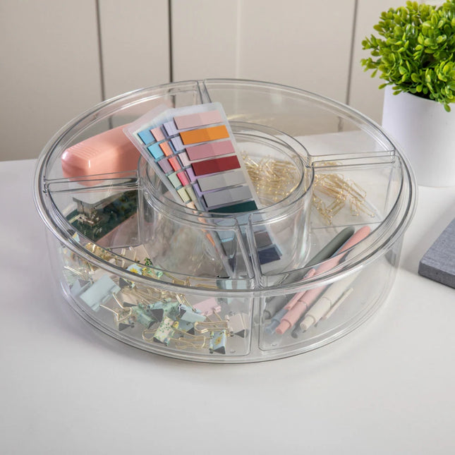 Plastic Lazy Susan Desktop Turntable Organizer 5 Bin Removable Storage Set