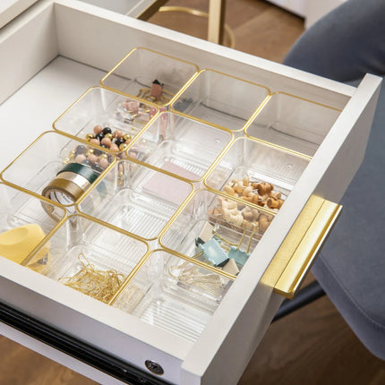 12 Pack 3x3 Plastic Desk Drawer Organizers Stackable Home Office Storage