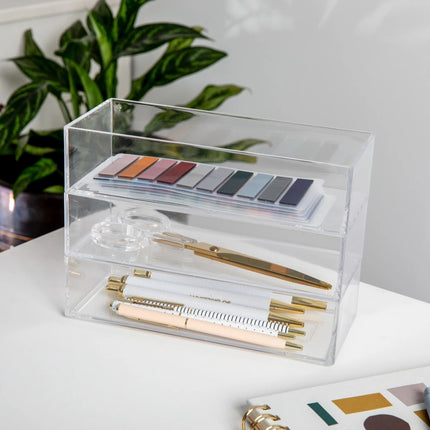 Set of 3 Plastic Stackable Desktop Storage Organizer Trays for Office Use