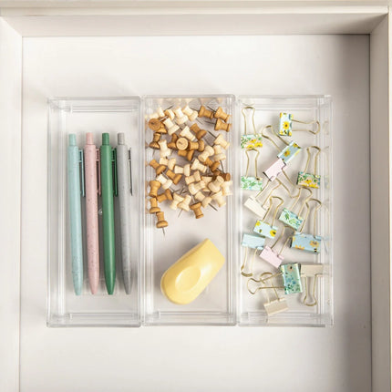 Set of 3 Plastic Stackable Desktop Storage Organizer Trays for Office Use