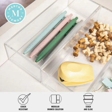 Set of 3 Plastic Stackable Desktop Storage Organizer Trays for Office Use
