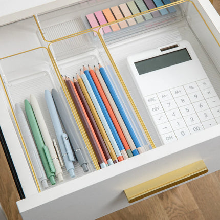 Set of 5 Plastic Stacking Desk Drawer Organizers for Home & Office Storage