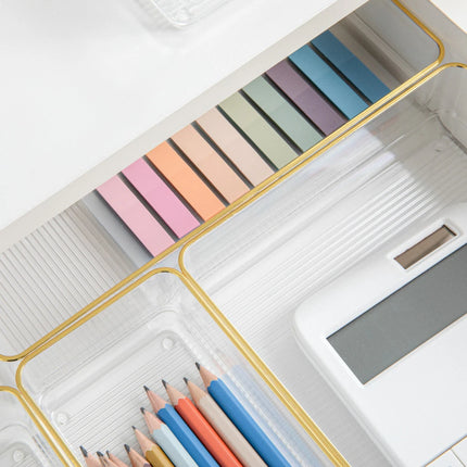 Set of 5 Plastic Stacking Desk Drawer Organizers for Home & Office Storage