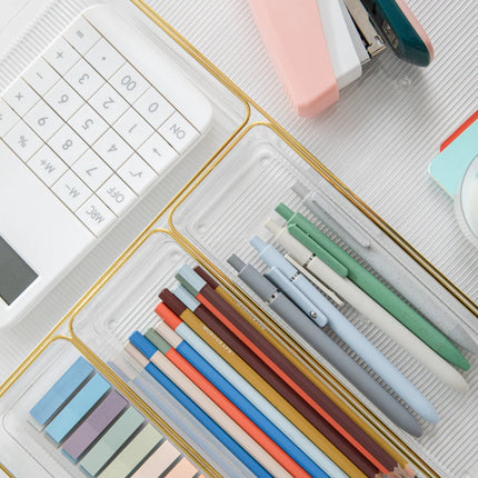 Set of 5 Plastic Stacking Desk Drawer Organizers for Home & Office Storage