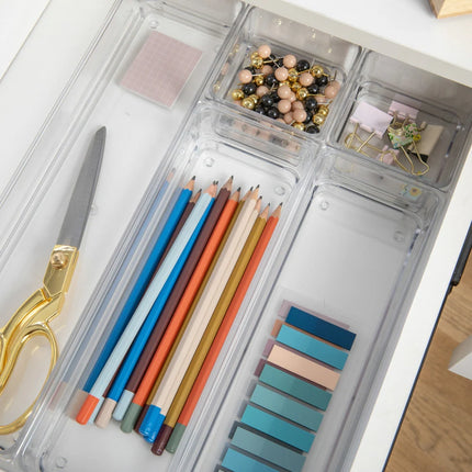Set of 6 Plastic Stacking Desk Drawer Organizers for Home & Office Storage