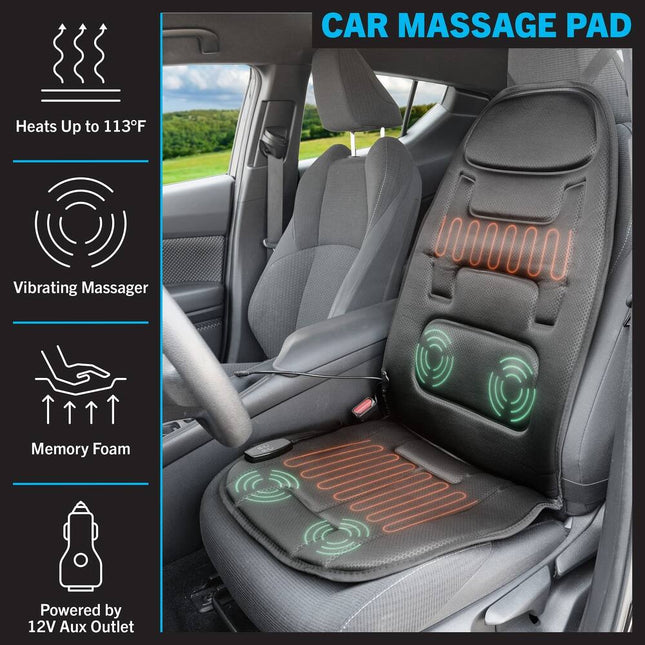 12V Massage Chair Pad for Car Seat with Heat and Vibration Back Massager