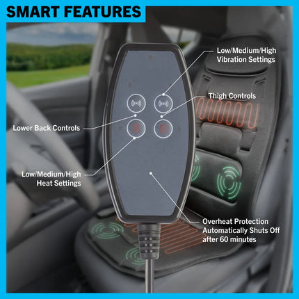12V Massage Chair Pad for Car Seat with Heat and Vibration Back Massager