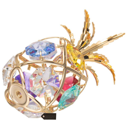 Luxury Mini Pineapple Ornament with Colored Crystals Gold Plated Finish