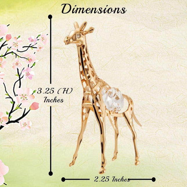 Elegant Gold Giraffe Figurine with Crystals Tabletop Decorative Accent Piece