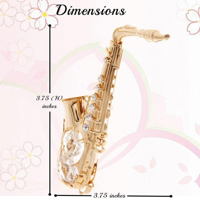 24K Gold Plated Crystal Studded Saxophone Ornament Home Decorative Showpiece