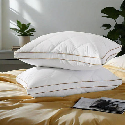 Medium-Firm Feather & Down Pillows – 2-Inch Gusset, Set of 2