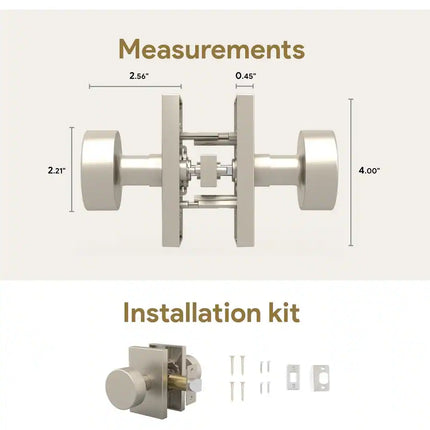 Modern Mega Handles LAURA Keyless Round Door Knob Passage Hall Closet