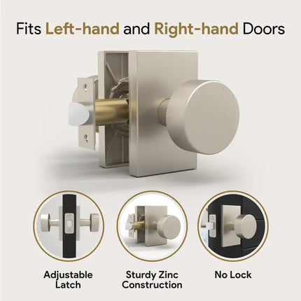 Modern Mega Handles LAURA Keyless Round Door Knob Passage Hall Closet