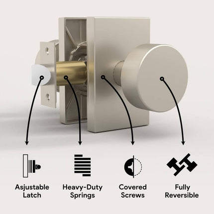 Modern Mega Handles LAURA Keyless Round Door Knob Passage Hall Closet