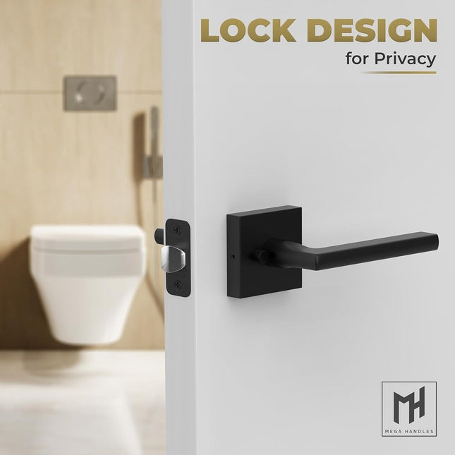 Mega Handles PRIME Privacy Door Lever Matte Black Reversible Design