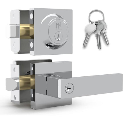 Mega Handles ROBELL Reversible Front Door Lock Combo Polished Chrome