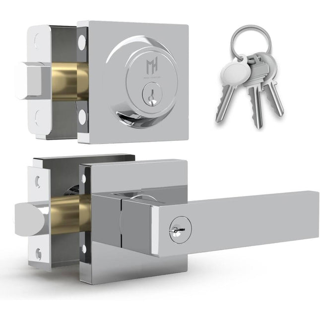 Mega Handles ROBELL Reversible Front Door Lock Combo Polished Chrome