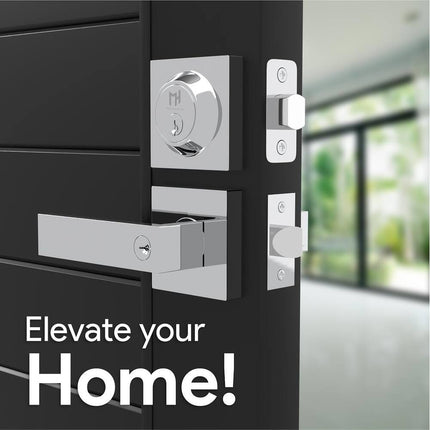 Mega Handles ROBELL Reversible Front Door Lock Combo Polished Chrome