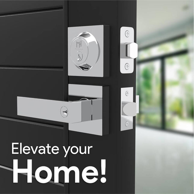 Mega Handles ROBELL Reversible Front Door Lock Combo Polished Chrome
