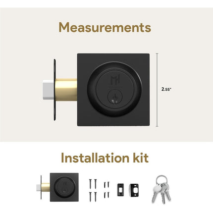 Mega Handles ROBELL Square Single Cylinder Deadbolt Lock Matte Black