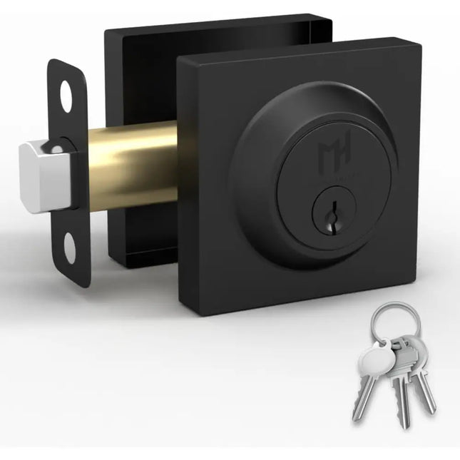 Mega Handles ROBELL Square Single Cylinder Deadbolt Lock Matte Black