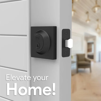 Mega Handles ROBELL Square Single Cylinder Deadbolt Lock Matte Black