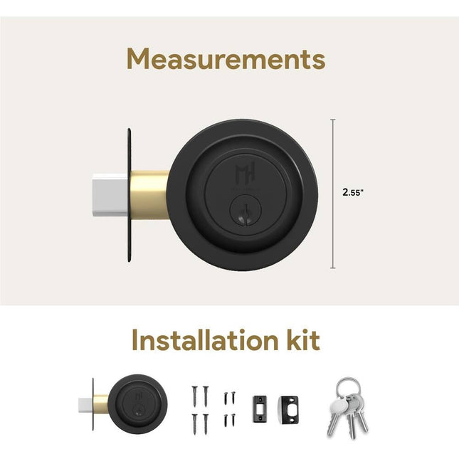 Mega Handles RONN Round Single Cylinder Keyed Deadbolt – Reversible Lock
