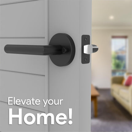 Mega Handles RONN Privacy Flat Door Lever Matte Black Reversible Design