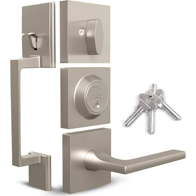 Mega Handles Tobelle Entrance Handleset with Deadbolt Satin Nickel