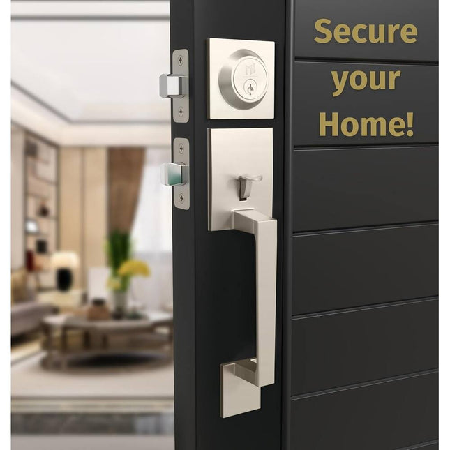 Mega Handles Tobelle Entrance Handleset with Deadbolt Satin Nickel