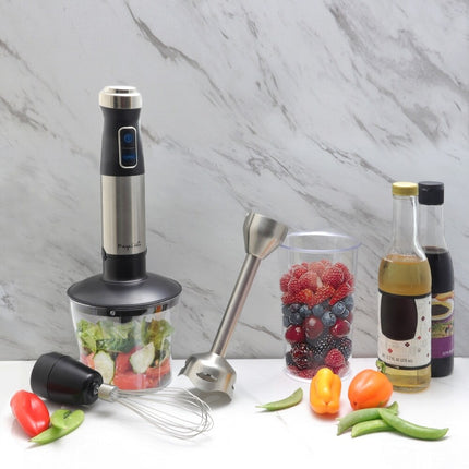 4-in-1 Multipurpose Immersion Hand Blender for Mixing, Whisking & Chopping