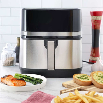 8.5 Quart Air Fryer Bundle Black Stainless Steel Includes 125 Paper Liners Set
