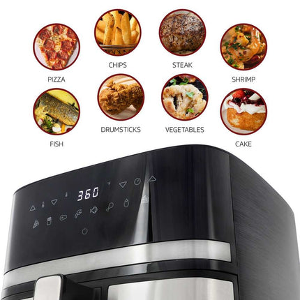 8.5 Quart Air Fryer Bundle Black Stainless Steel Includes 125 Paper Liners Set