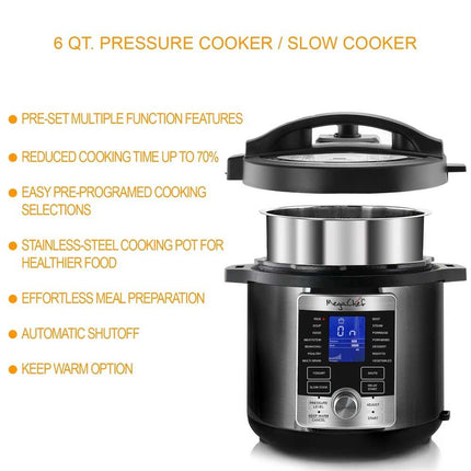 Electric Digital Pressure Cooker with 6-Quart Capacity, Multi-Function Cooker