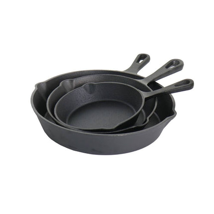 3 Piece Cast Iron Skillet Set Pre Seasoned Cooking Frying Pan Set